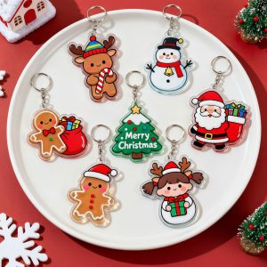 Christmas custom acrylic gifts including keychains and holiday accessories